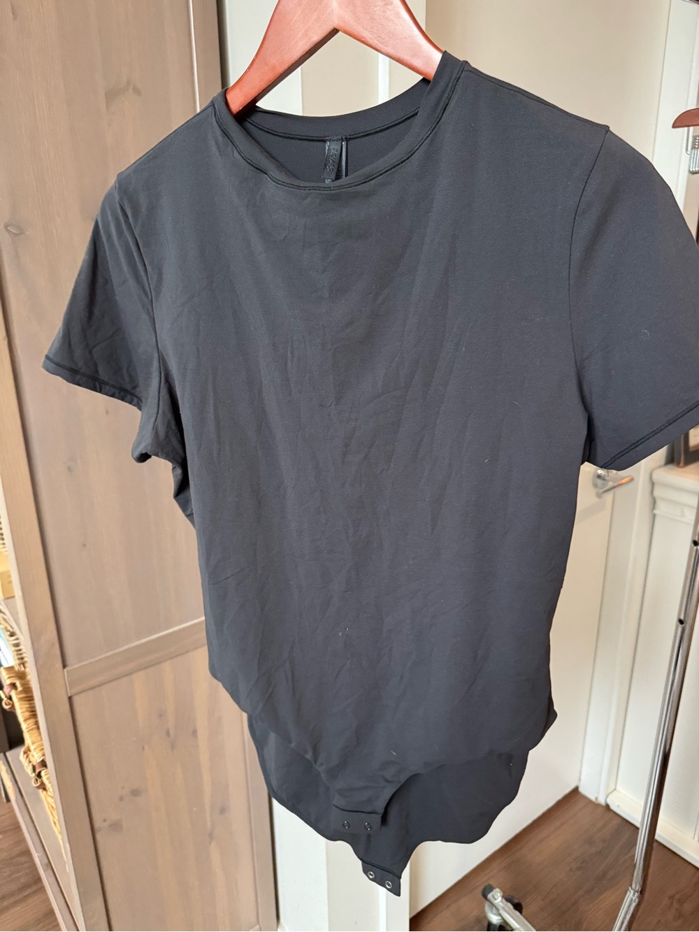 SKIMS Black Short-Sleeve Crewneck Bodysuit